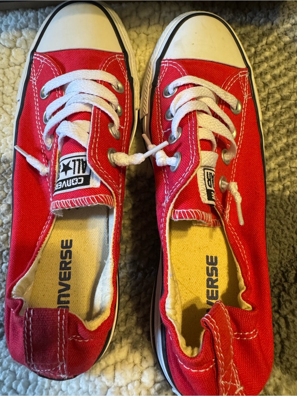 Converse Shoreline Red & White Low-Top Canvas Slip On Sneakers